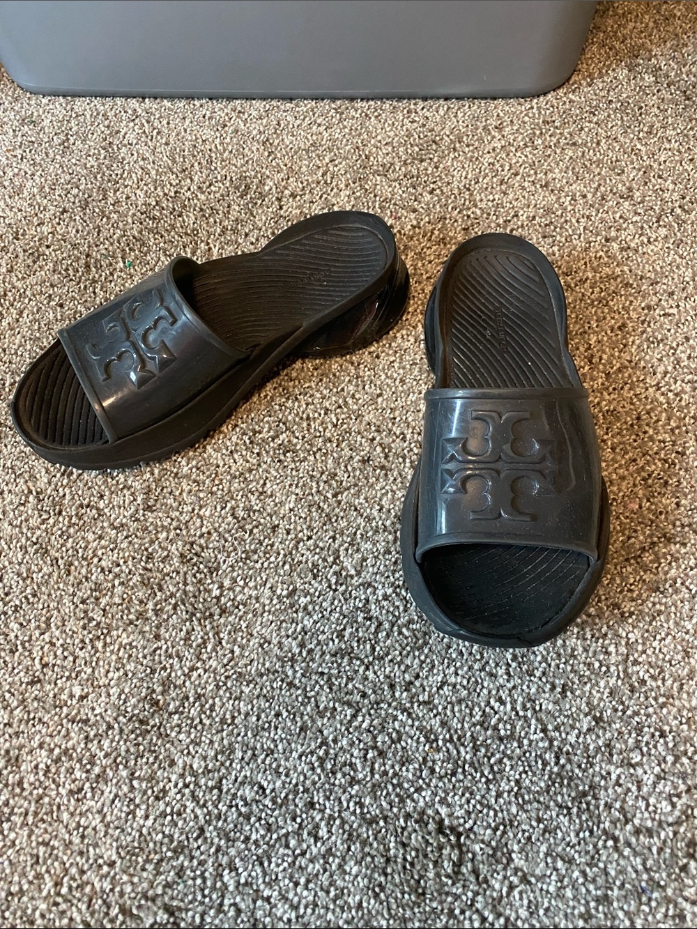 Tory Burch Black Logo Rubber Slide Sandals
